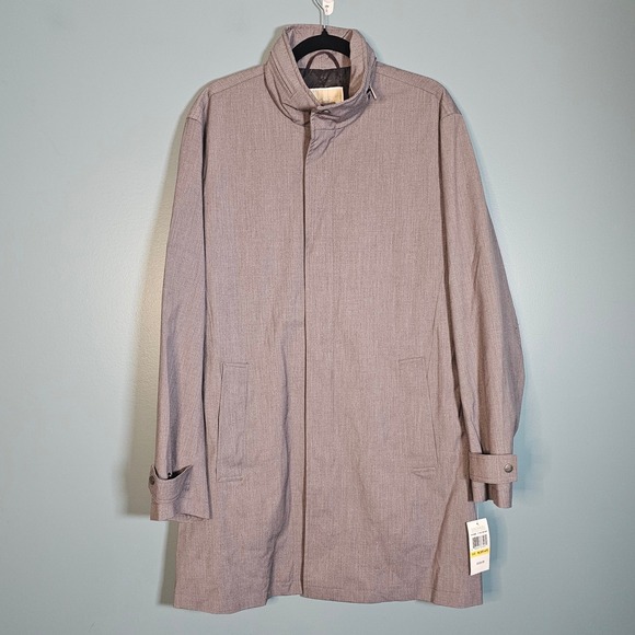 Michael Kors Mens LT Heather Grey Full Zip Water Resistant Trench Coat M 38R-40R